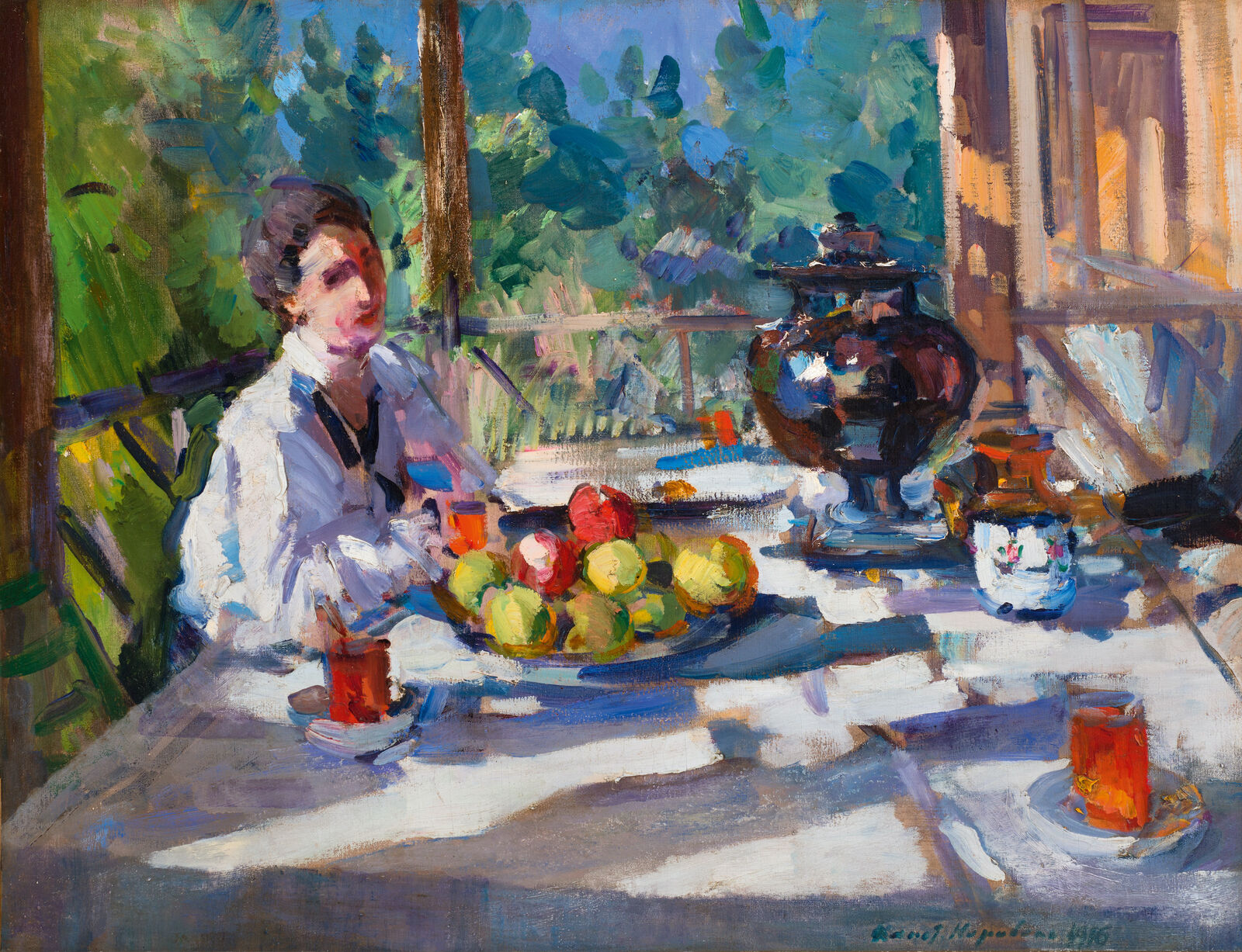 Konstantin Korowin: Auf der Terrasse beim Tee, 1916, ABA Gallery, New York