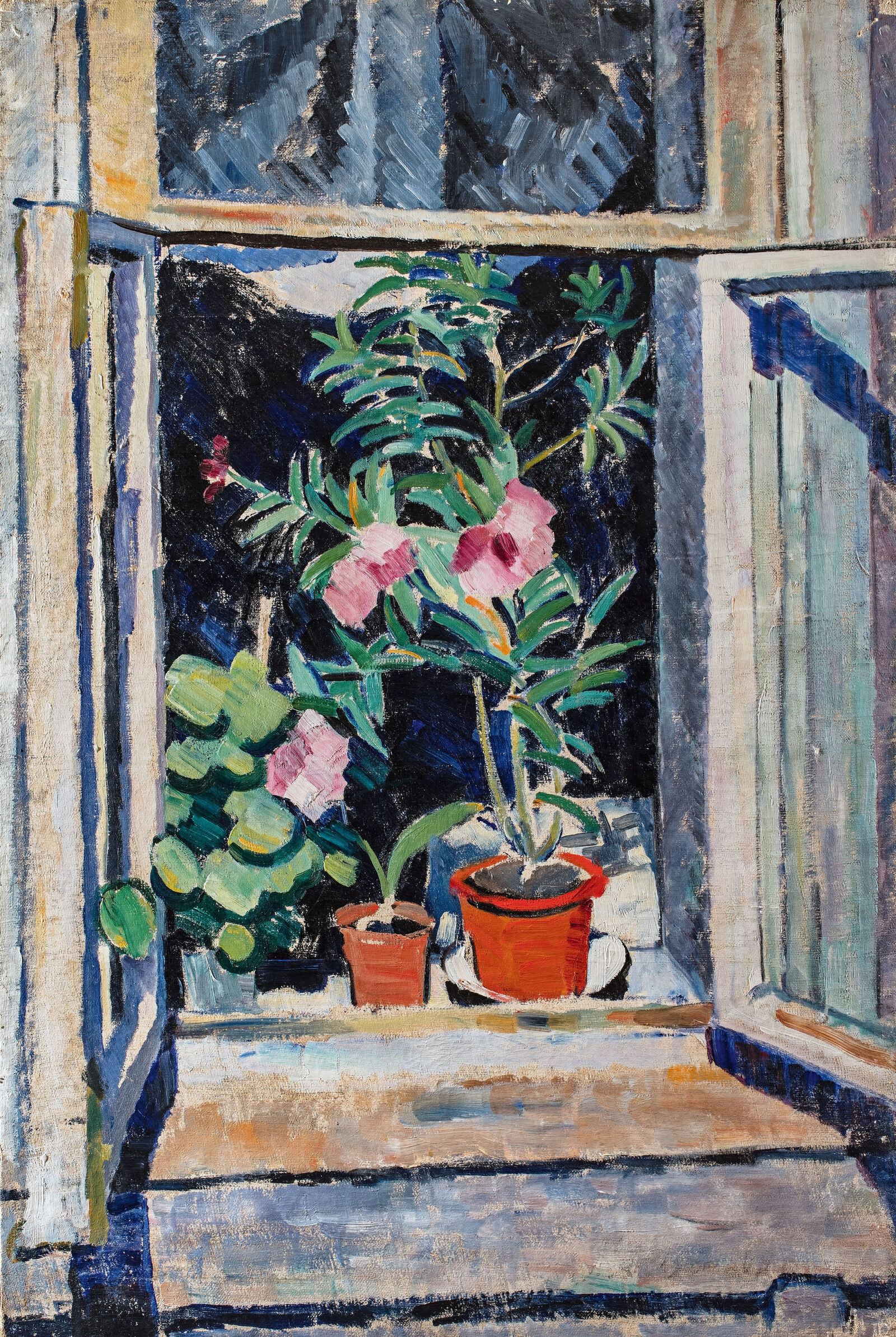 Olga Rosanowa: Blumen auf der Fensterbank, um 1910, Sammlung Iveta und Tamaz Manasherov, Moskau